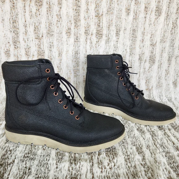 Timberland "Kenniston" Waterproof Boots Pebbled Leather Black | Women's Size 9 - Picture 7 of 12